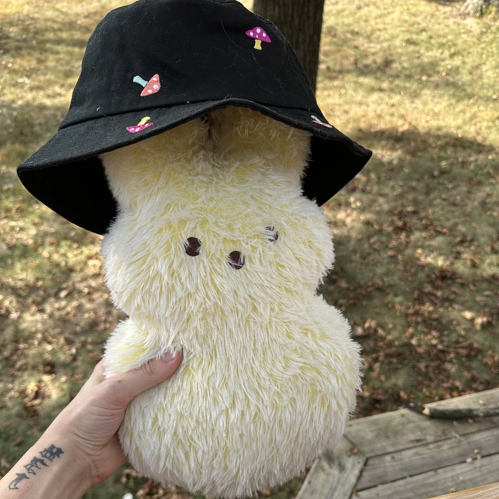 Black Bucket Hat with Mushroom Embroidery